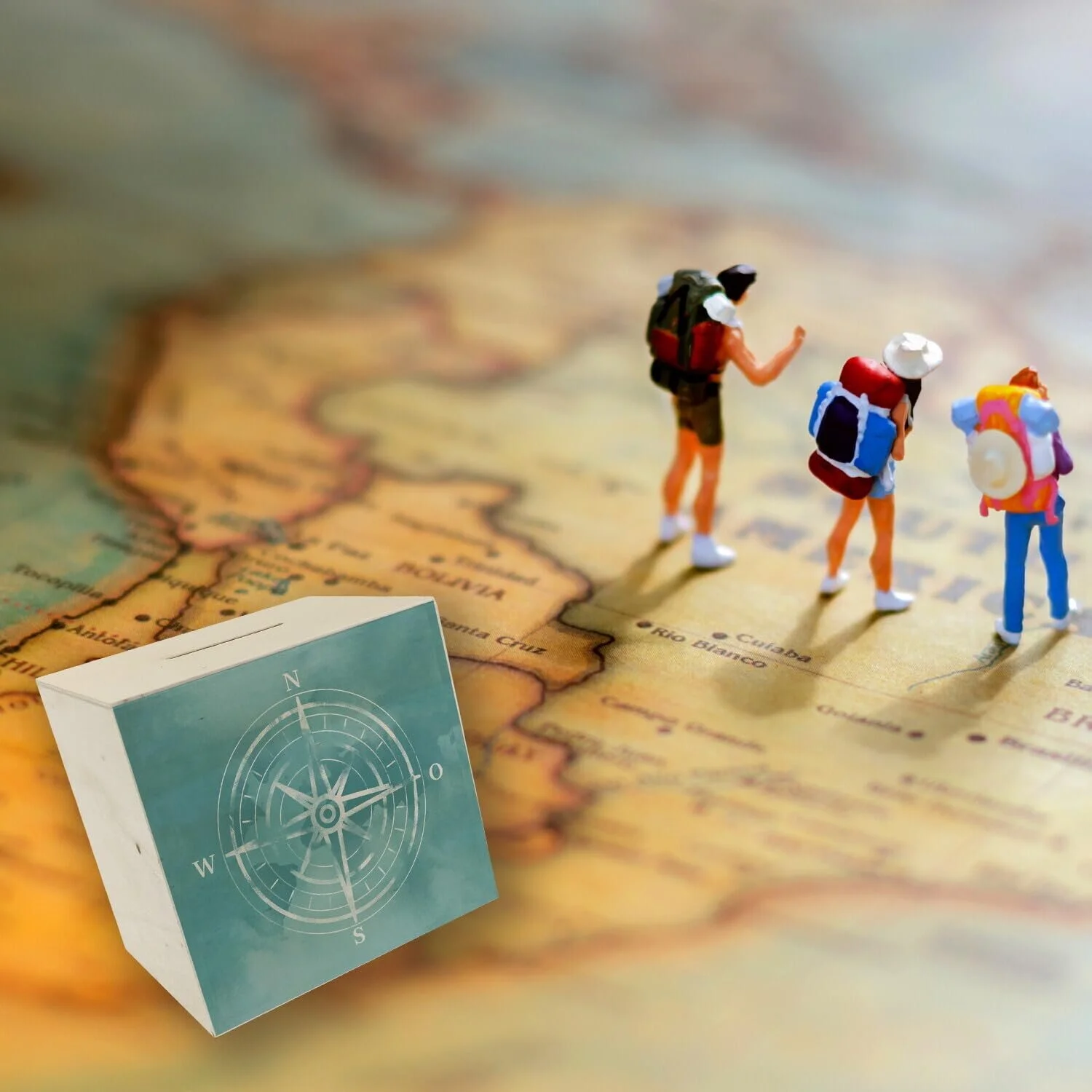 Скарбничка дерев'яна Compass Wooden Money Box зі сторонами світу, фото №6