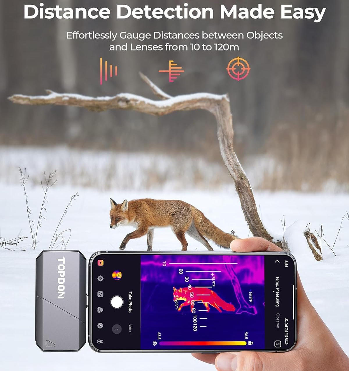 Тепловизионная камера TOPDON TS001 256 x 192 40mk 25Hz Черная, фото №5