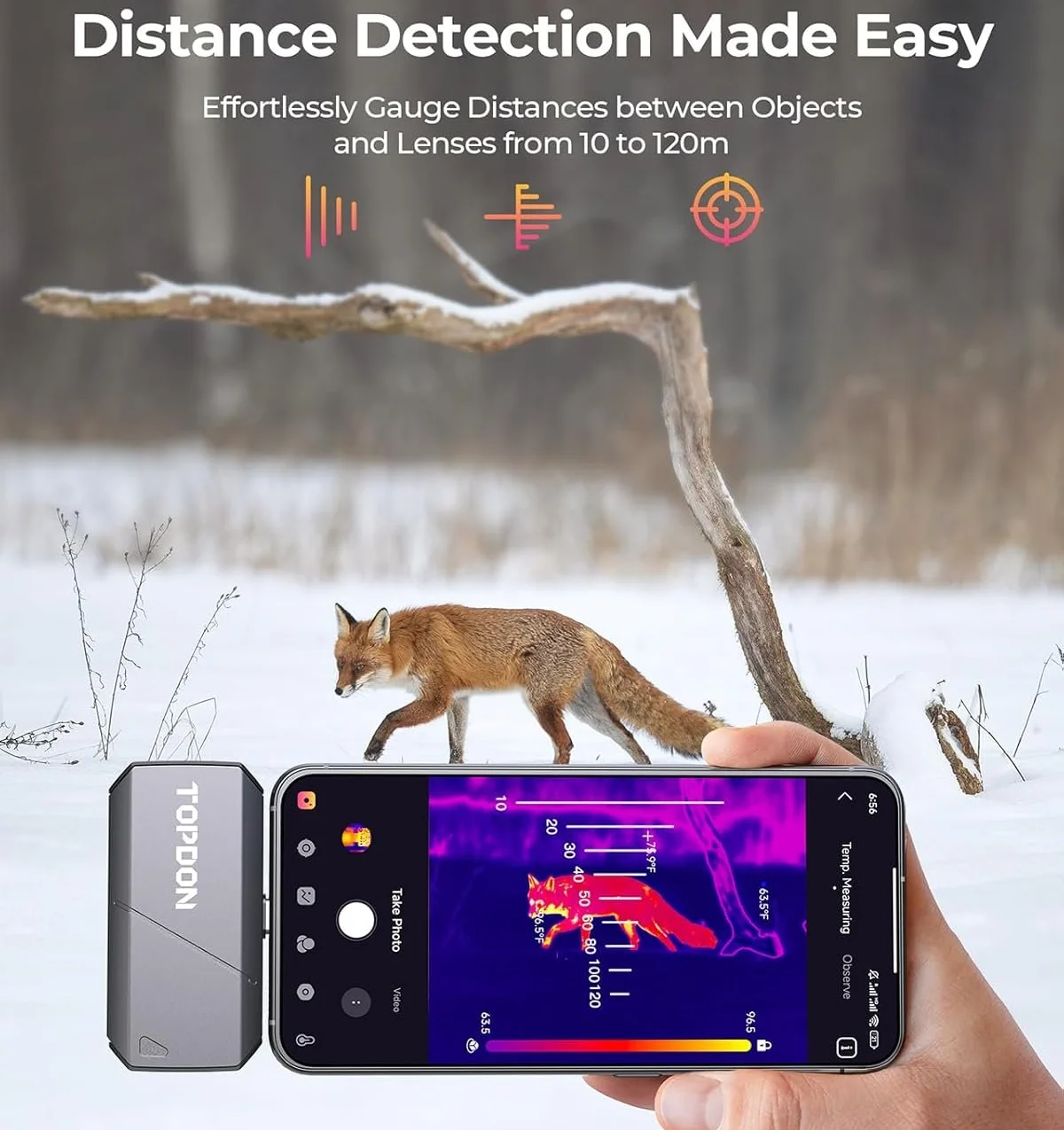 Тепловізійна камера TOPDON TS001 256 x 192 40mk 25Hz Чорна, фото №5