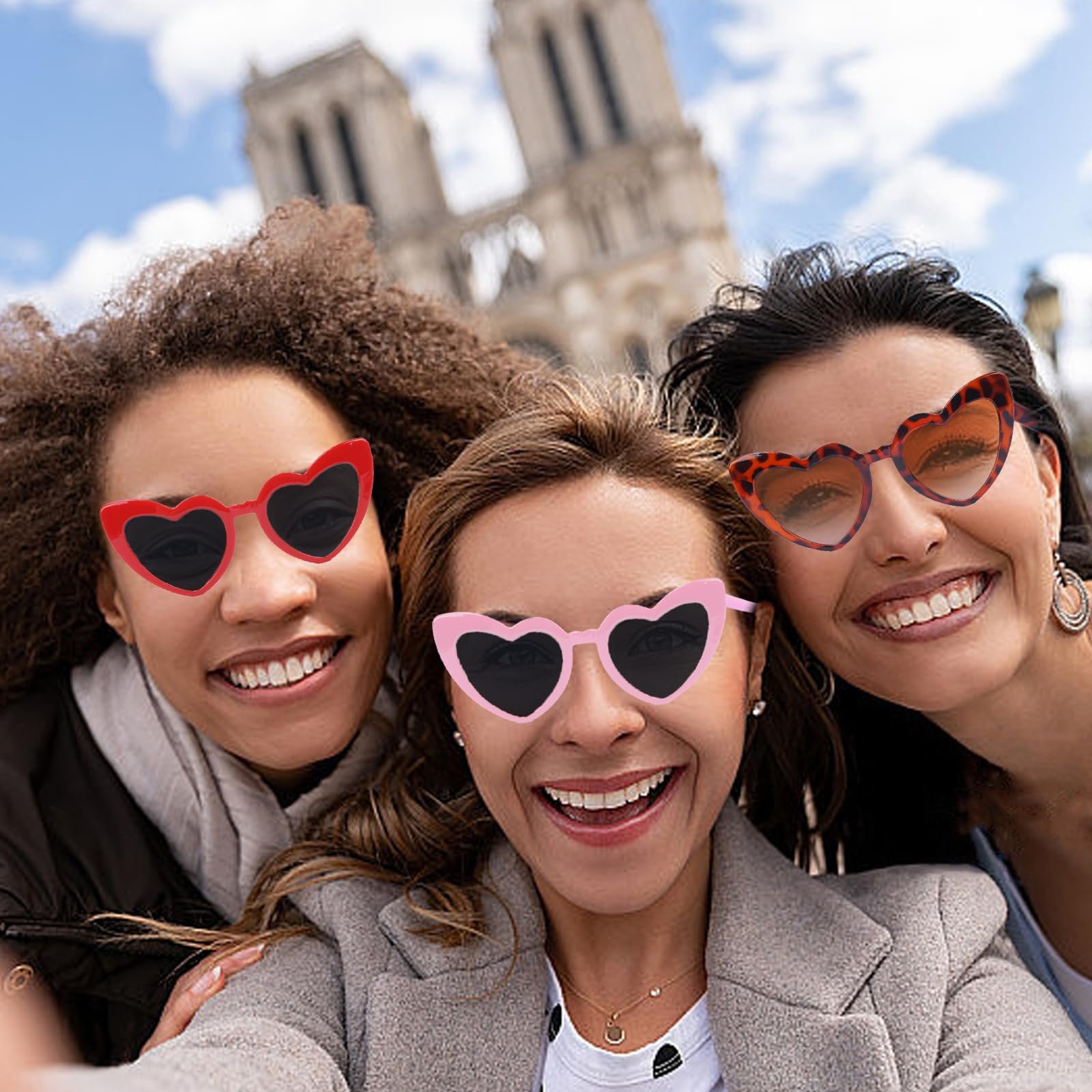 Сонцезахисні окуляри Minnhua Серце UV400 Форма серця Різнокольорові (10 штук), фото №4