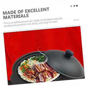 Кастрюля чугунная термостойкая с крышкой для тушения курицы и риса synthetic.ua - Фото 1