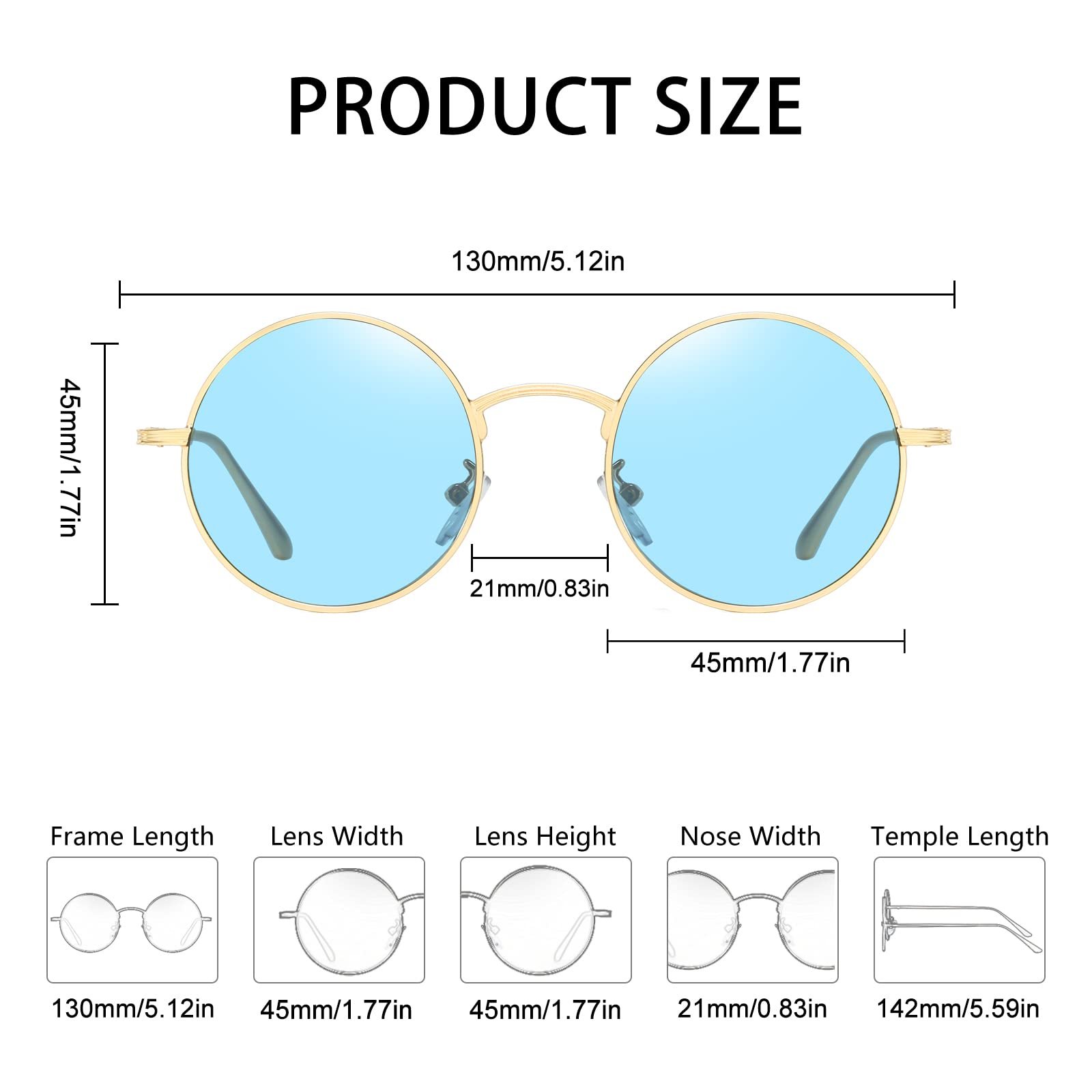 Круглі сонцезахисні окуляри Long Keeper Unisex Маленькі вінтажні круглі, фото №3