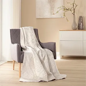 Покрывало Biederlack Swinging Paisley Хлопковая смесь Белый Размер 150 x 200 см synthetic.ua - Фото 1