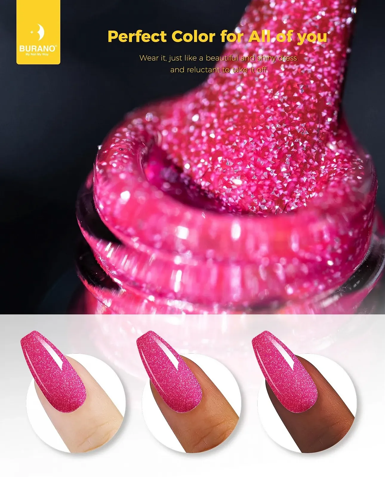 Гель-лак BURANO Світловідбивний 7.3 мл (Hot Pink SZ9), фото №7