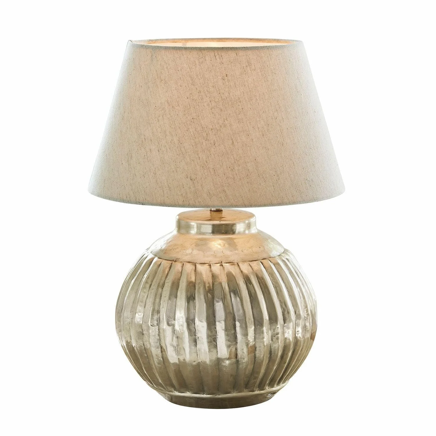 Настільна лампа LOBERON Lillemor Алюміній Бавовна Льон 42 x 30 см Античне срібло / Кремова, фото №1