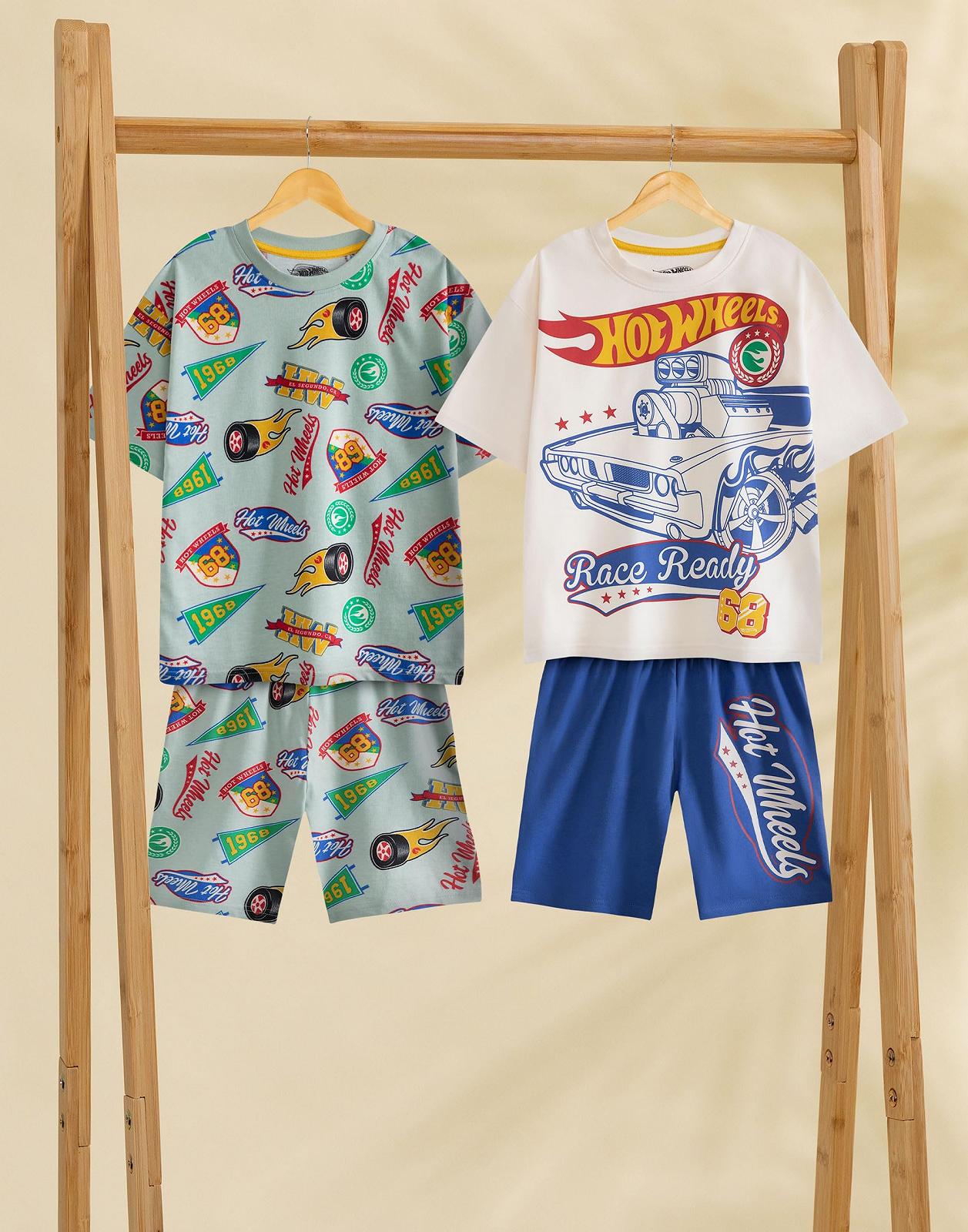 Комплект піжам Hot Wheels Retro Badges з короткими рукавами та шортами, різнокольоровий, фото №8
