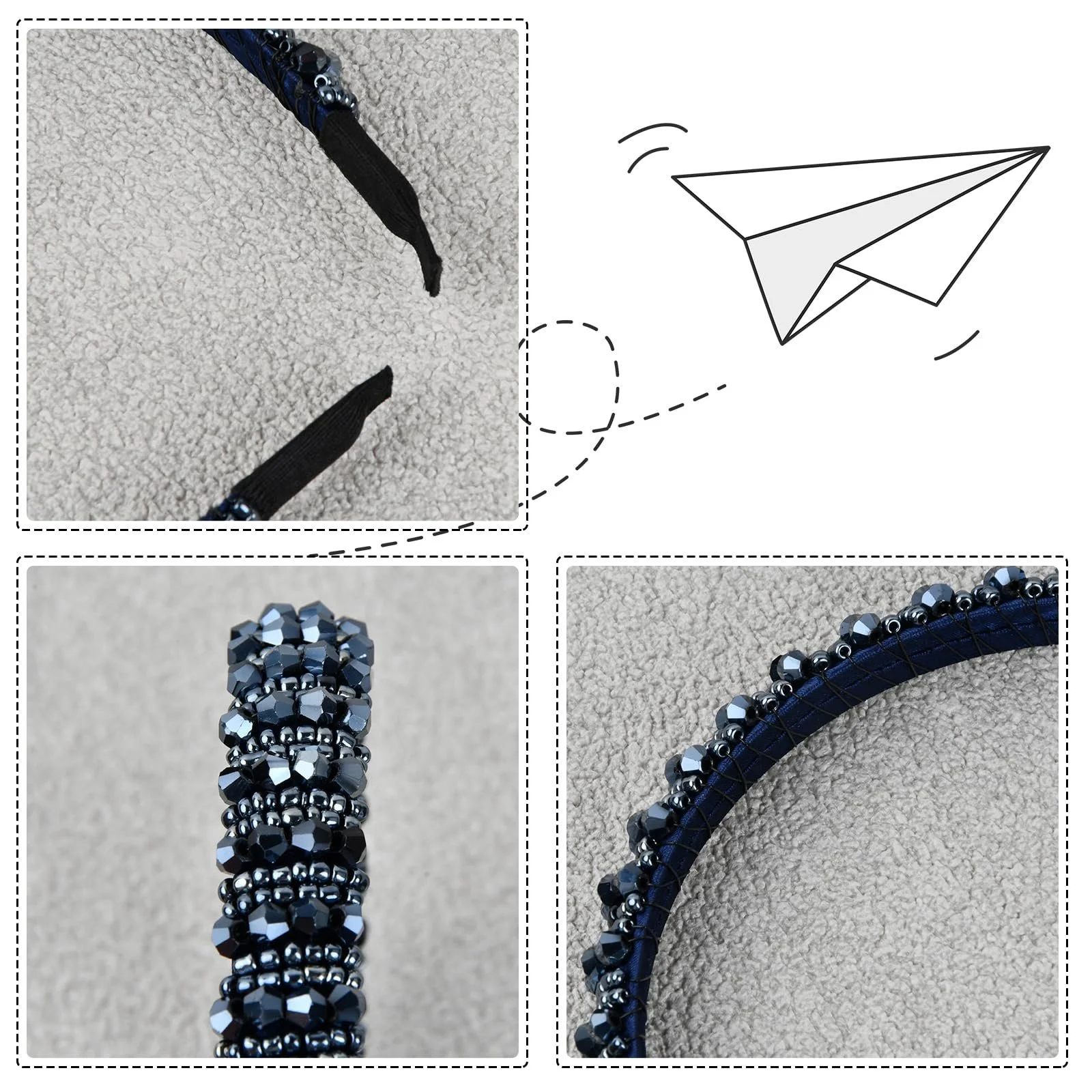 Обруч Amexo, 2 шт, з кришталевими намистинами, фото №3