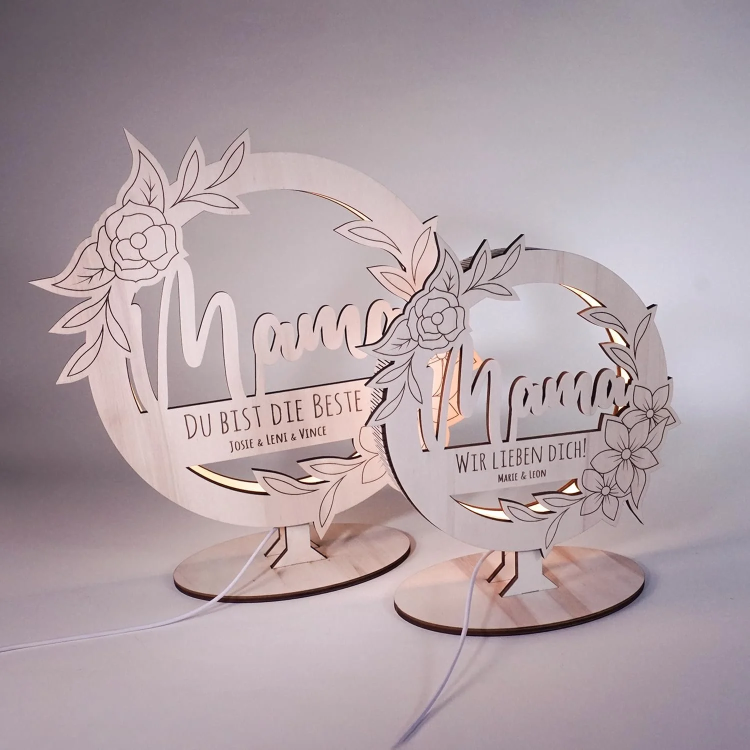 Настільна лампа Namofactur з фанери тополі з гравіюванням USB, фото №5