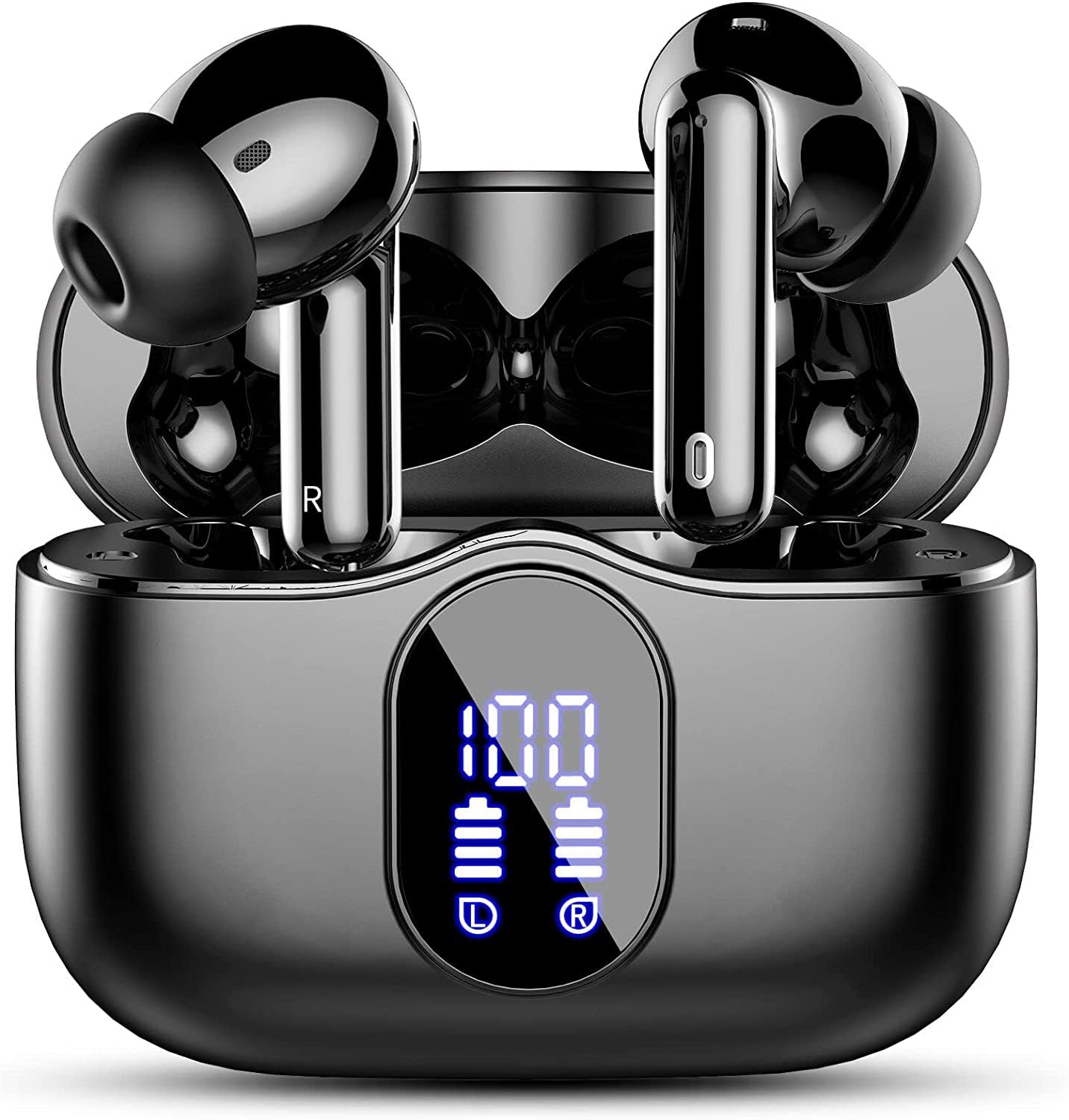 Навушники Bluetooth Спортивні Вкладиші 4 Мікрофони 40 Годин Відтворення LED Дисплей ENC HiFi Стерео, фото №1