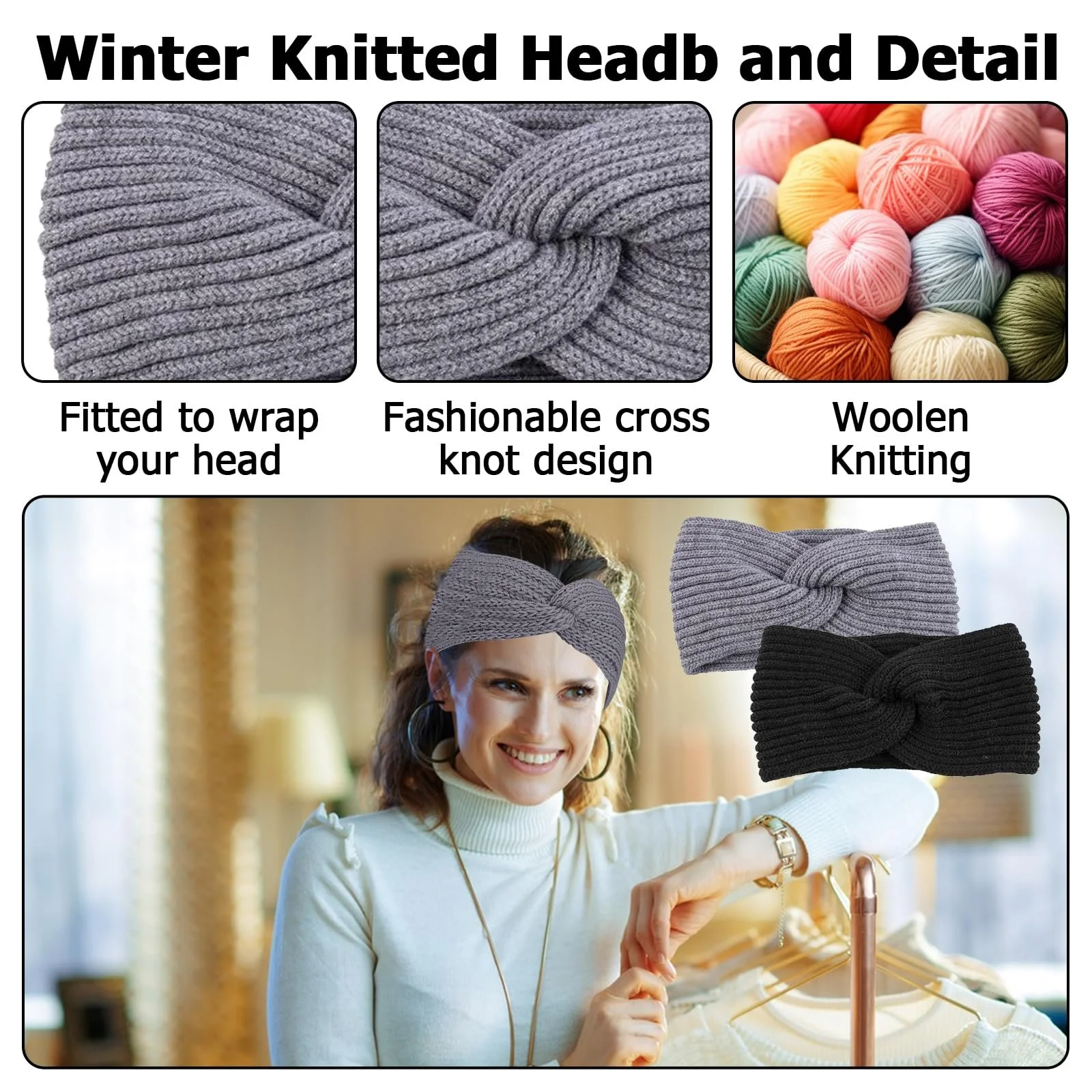 Повязка на голову зимняя женская, фото №4