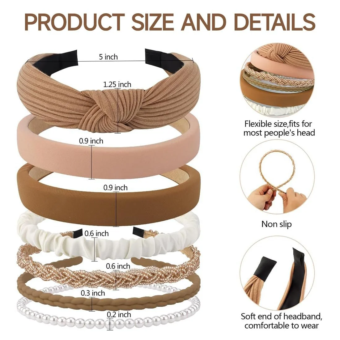 Набір жіночих обручів для волосся, 7 штук, фото №3