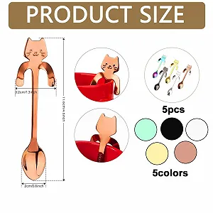 Набор кофейных ложек с котиками 5 шт, ложка для десерта, мини-ложка для чая, молока, десерта, кофе (5 цветов) synthetic.ua - Фото 1
