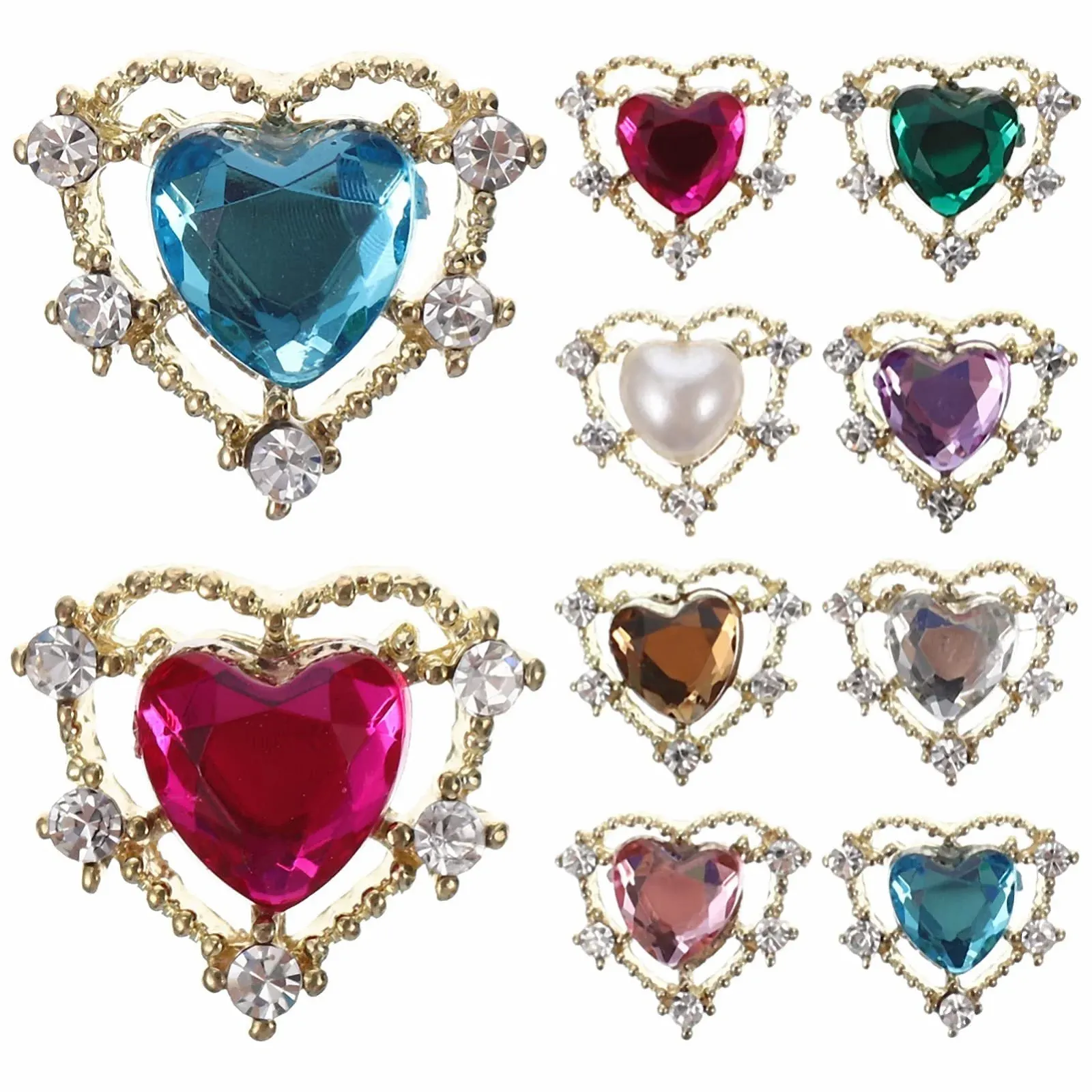 Украшение для ногтей Сердце COHEALI 10 шт. Рождественский дизайн Маникюрные ювелирные аксессуары, аксессуары для гелевых ногтей, фото №1