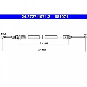 Трос стоянкового гальма ATE 24.3727-1071.2 - Фото 1
