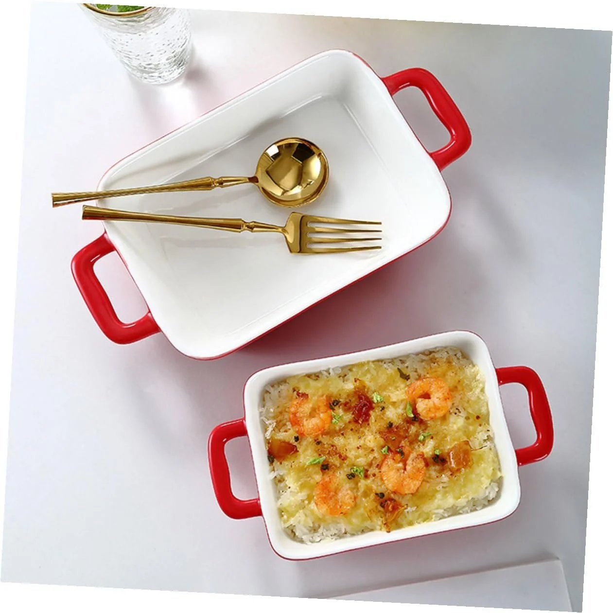Форма для запікання керамічна з двома ручками термостійка червона, фото №4 Форма для запікання керамічна з двома ручками термостійка червона, фото №4