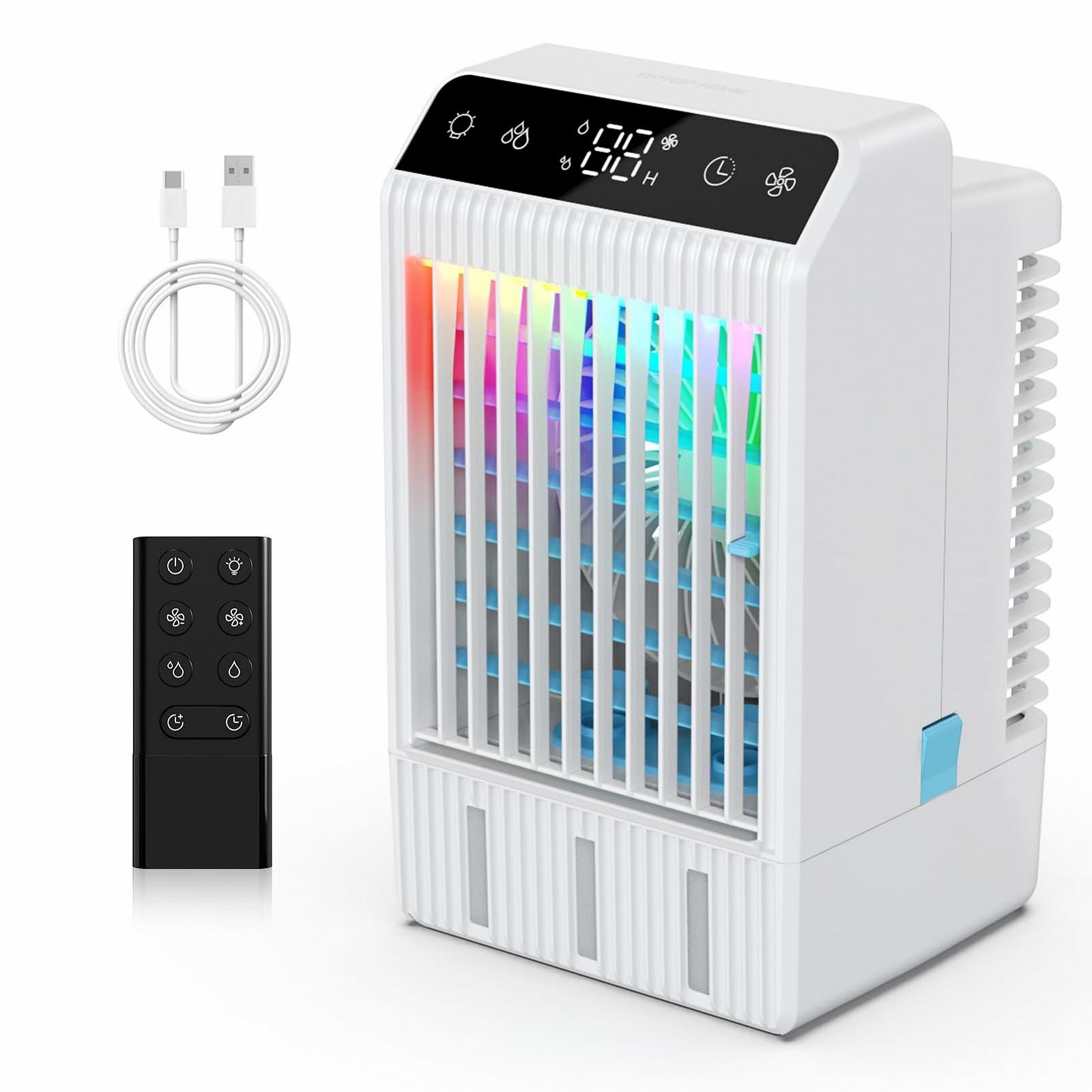 Мобільний міні-охолоджувач повітря 5-в-1 1000 мл 4 швидкості з дистанційним керуванням та таймером 12 год, фото №1