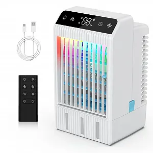 Мобильный мини-охладитель воздуха 5-в-1 1000 мл 4 скорости с дистанционным управлением и таймером 12 ч - Фото 1