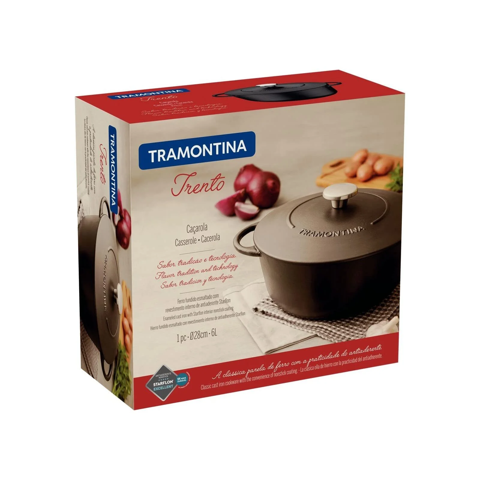 Жаровня Tramontina TRENTO Чугунная С крышкой 28 см 6 л Антипригарное покрытие Индукция, фото №2