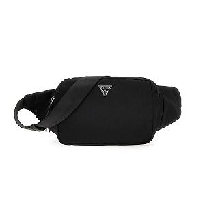 Поясная сумка GUESS на молнии, логотип посередине, регулируемая, черная - Фото 1