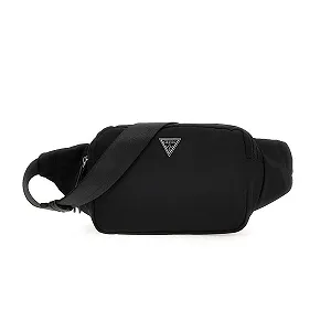 Сумка на пояс GUESS з блискавкою, логотип посередині, регульована, чорна - Фото 1