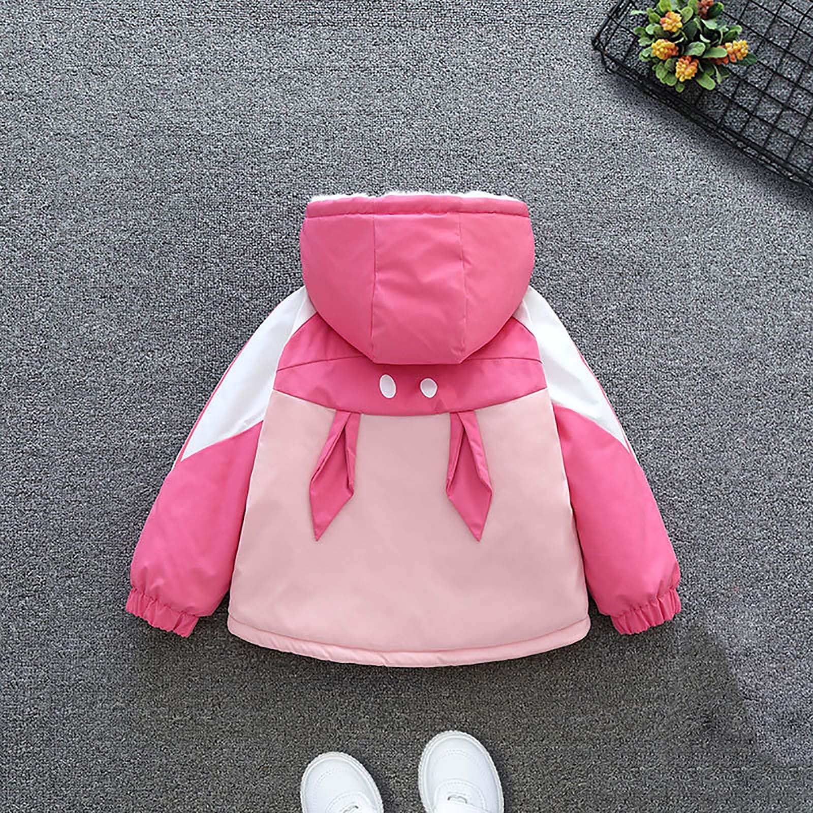 Детская зимняя куртка Generisch для детей среднего и младшего возраста, зимняя куртка с длинными рукавами и капюшоном, повседневная уличная куртка, верхняя одежда для девочек, переходная куртка для улицы, фото №4