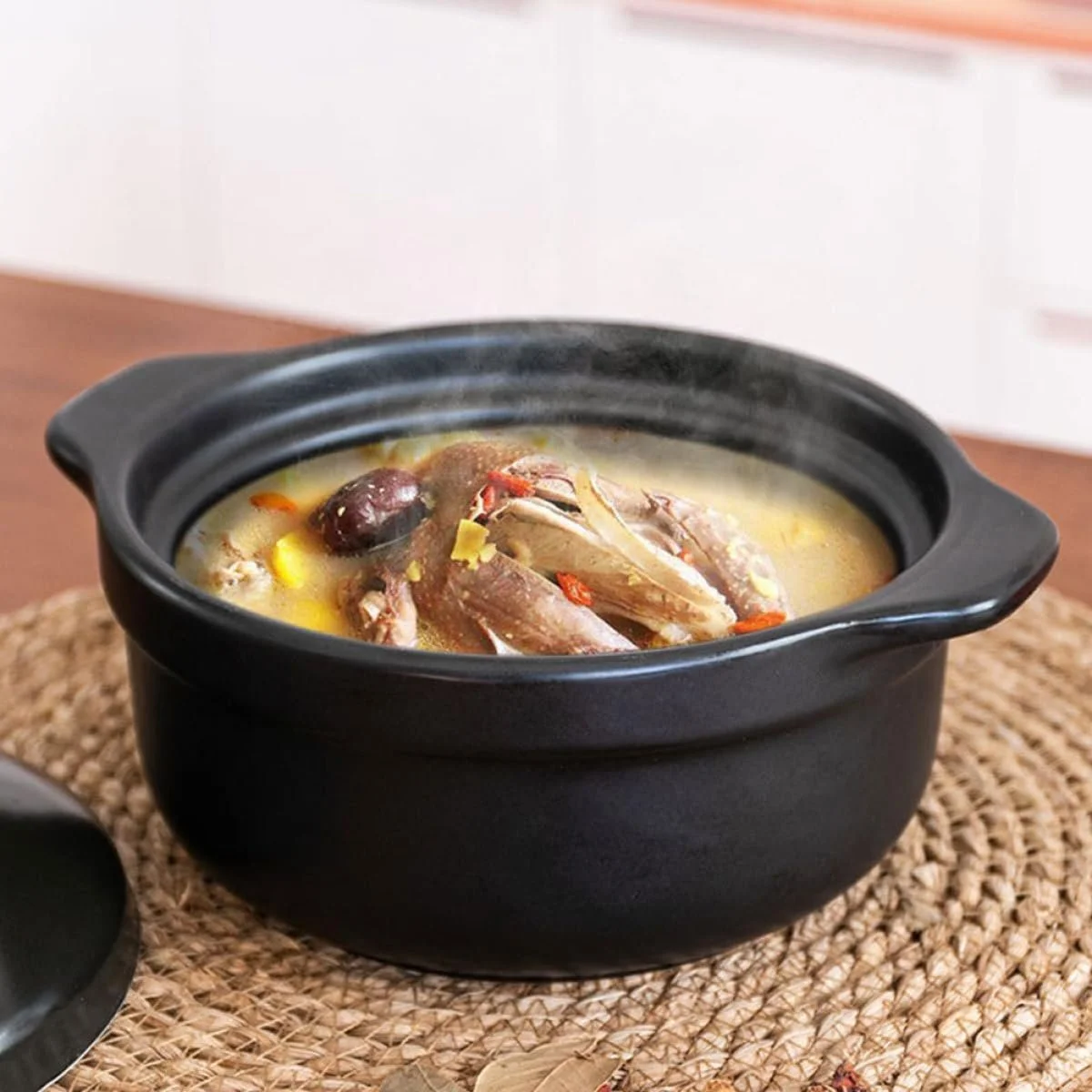 Кастрюля для тушения SOIMISS керамическая с крышкой термостойкая, фото №4 Кастрюля для тушения SOIMISS керамическая с крышкой термостойкая, фото №4