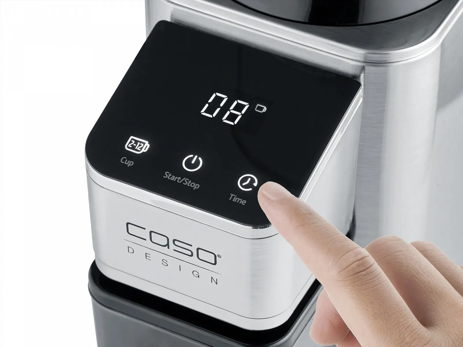 Электрическая кофемолка CASO BaristaChef Inox, коническая из нержавеющей стали, с держателем портафильтра, 48 уровней помола, фото №8 Электрическая кофемолка CASO BaristaChef Inox, коническая из нержавеющей стали, с держателем портафильтра, 48 уровней помола, фото №8