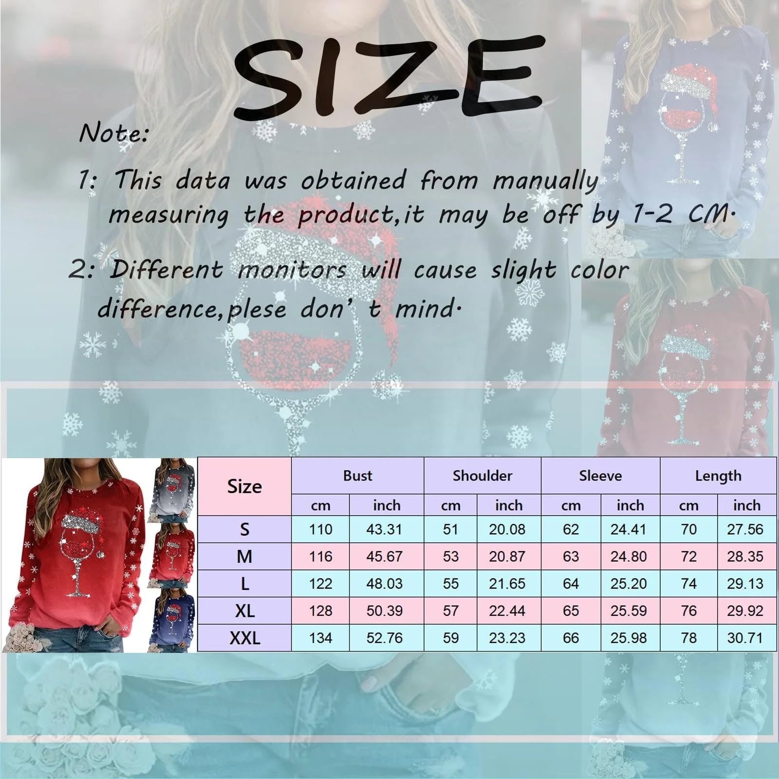 Женский Зимний Рождественский Джемпер Забавный С Длинным Рукавом Рождественский Джемпер С Длинным Рукавом Женский Зимний Свитшот Свободная Рождественская Рубашка С Длинным Рукавом С Узором Винного Бокала Повседневные Топы Подростковый, фото №4