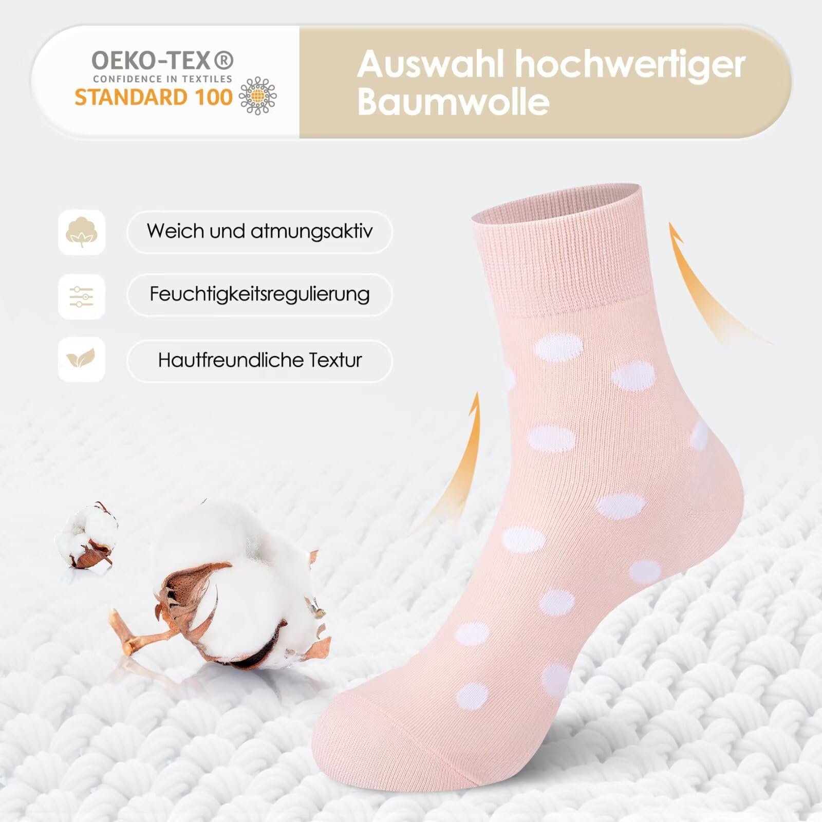 Женские носки 39-42, 35-38 Спортивные носки Черный, полоски, горошек, хлопок, 10 пар, фото №3