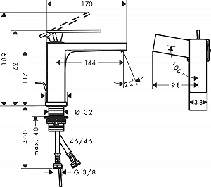 Смеситель hansgrohe Tecturis E CoolStart EcoSmart+ для раковины без сливного гарнитура, бронза 73012140 synthetic.ua - Фото 1