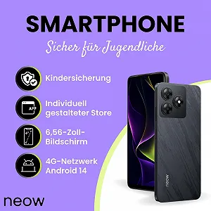 Смартфон Neow Secure Android 14 4G 6.56" HD+ 3GB RAM 5150mAh Black synthetic.ua - Фото 1