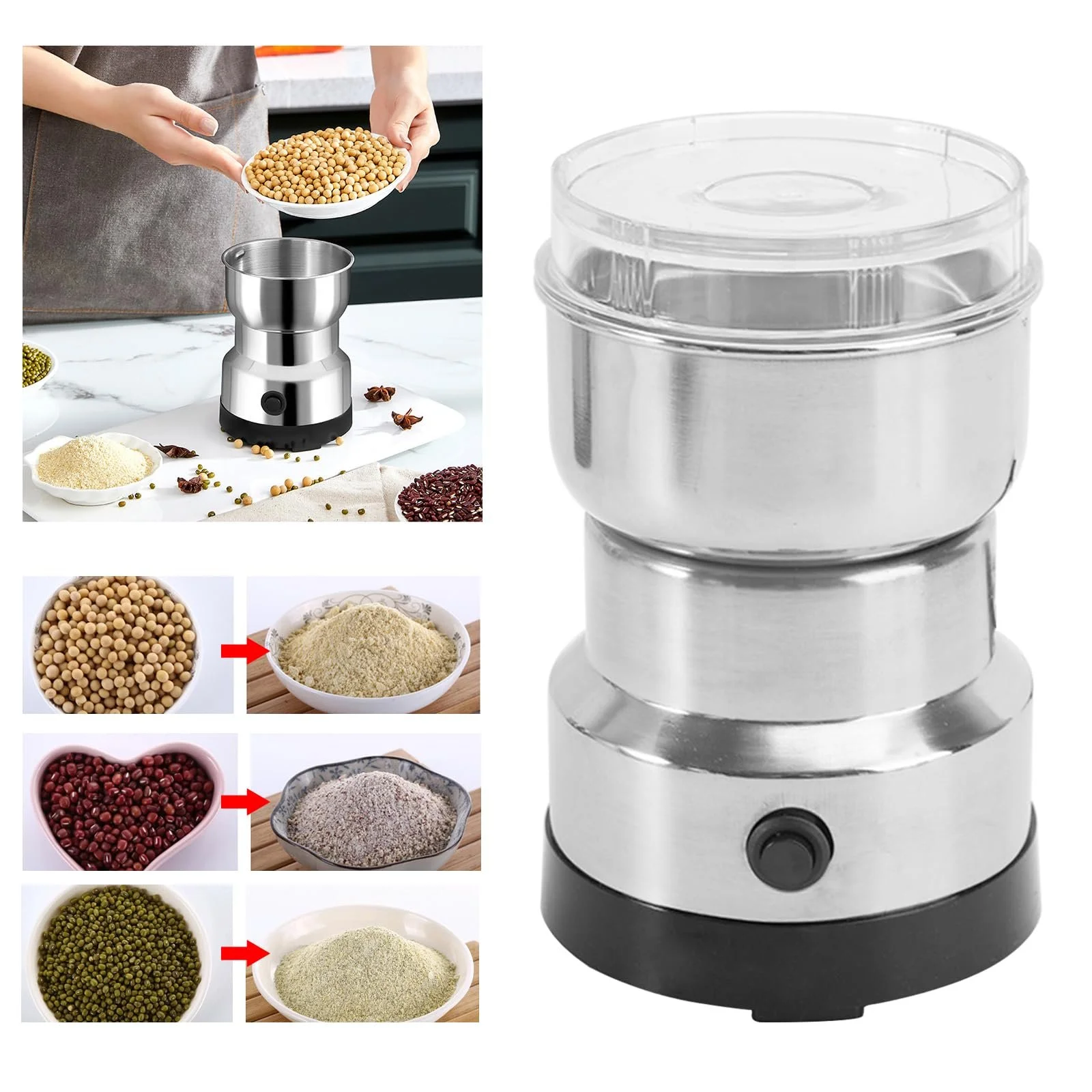 Мельница для зерна Многофункциональная Мельница для специй Кофемолка сверхтонкого помола Измельчитель Порошок для кофейных зерен Кухонная машина для сухих материалов Специи Травы Кофе, фото №8 Мельница для зерна Многофункциональная Мельница для специй Кофемолка сверхтонкого помола Измельчитель Порошок для кофейных зерен Кухонная машина для сухих материалов Специи Травы Кофе, фото №8
