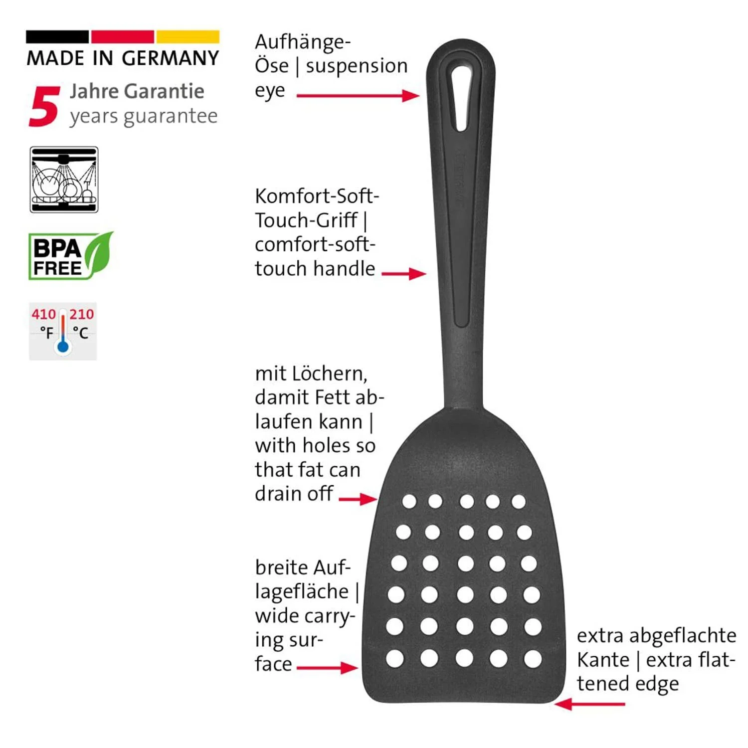 Лопатка Westmark Gentle 28372270 широкая пластик Черная, фото №4