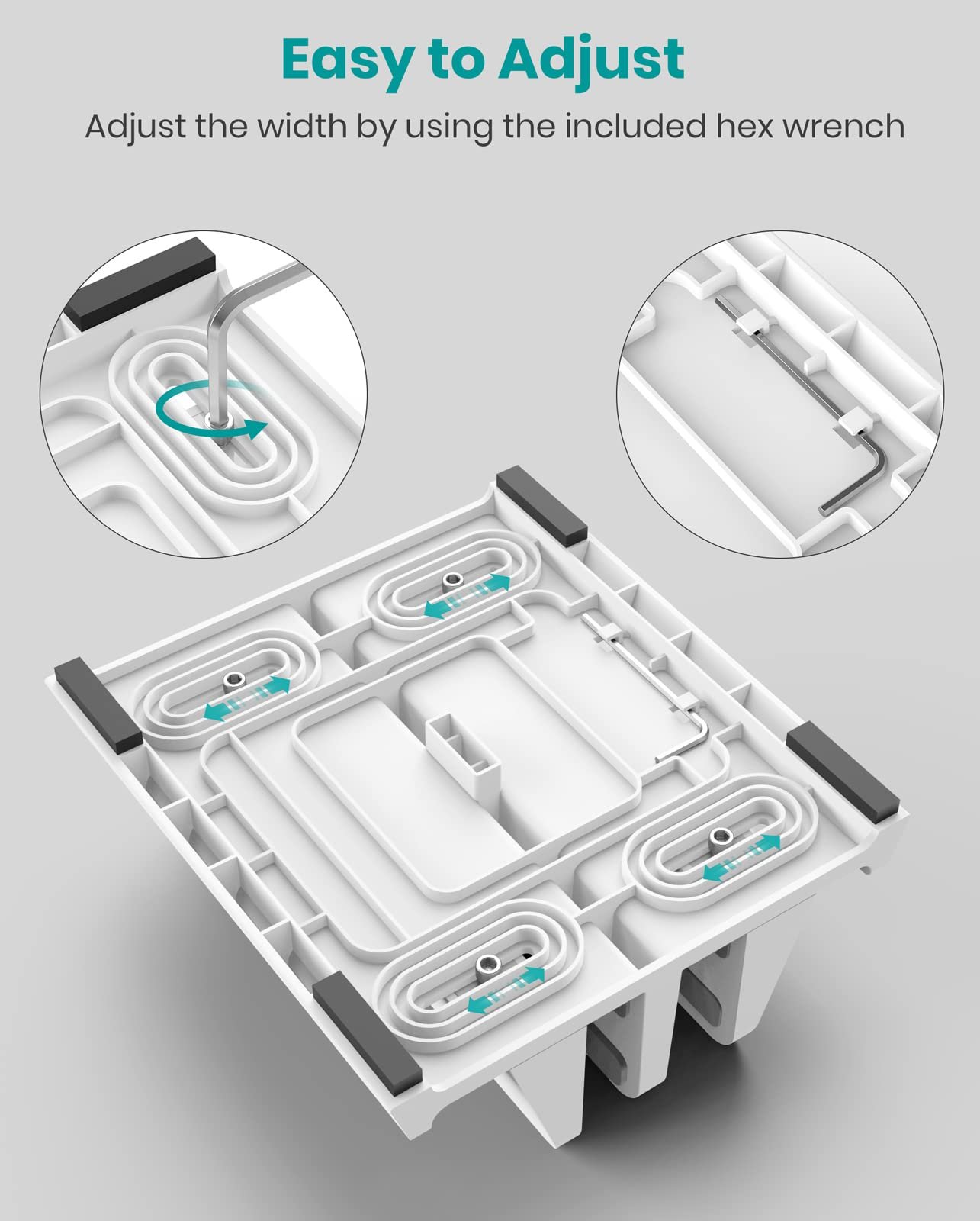Вертикальная Подставка для Ноутбука 4-в-1 Klearlook ABS Регулируемая Док-станция для Ноутбука до 17.3 дюймов - Белая, фото №4