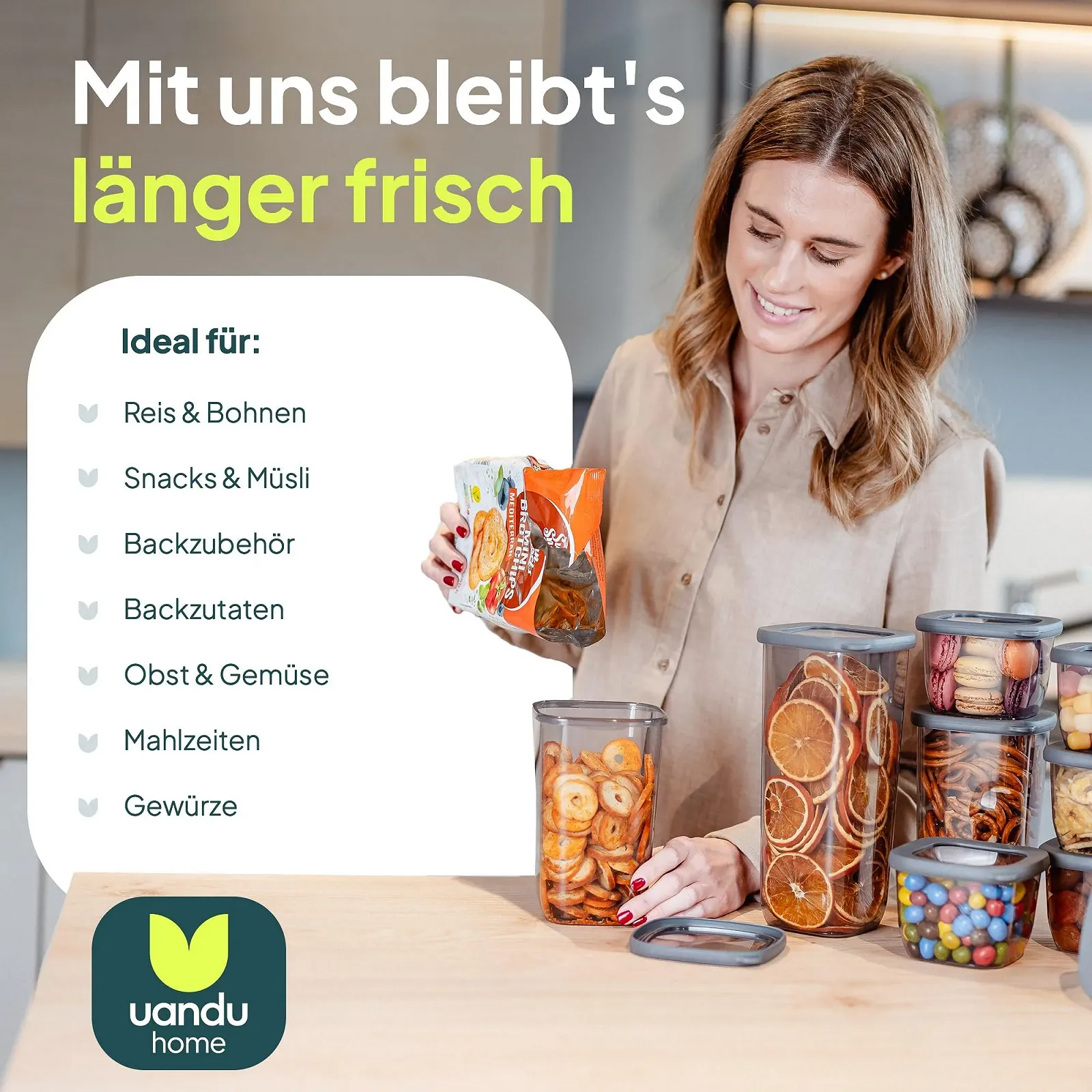 Набір ємностей для зберігання uandu 12 шт з етикетками Airtight BPA Free, фото №5 Набір ємностей для зберігання uandu 12 шт з етикетками Airtight BPA Free, фото №5