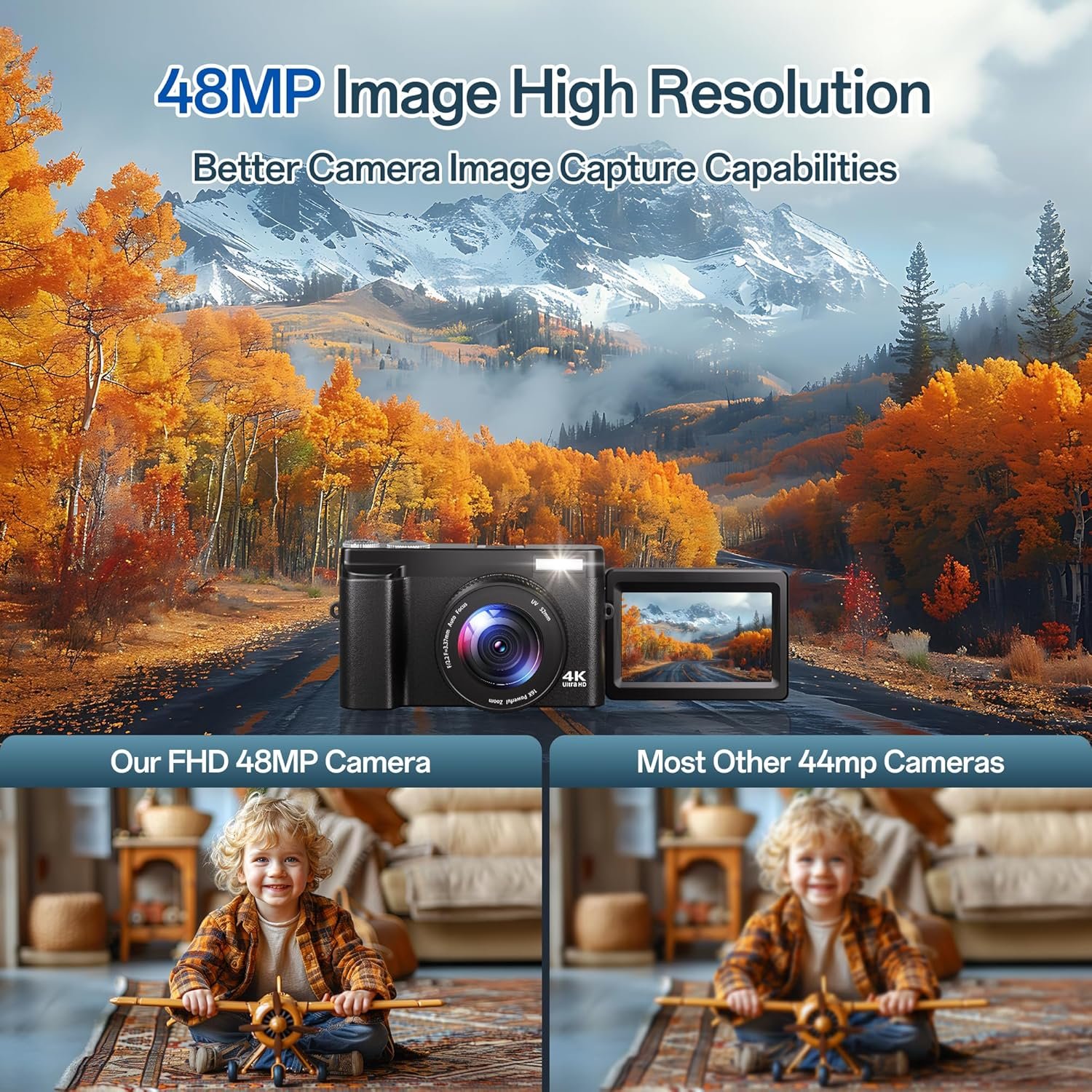 Цифрова камера IXNAIQY DC101-AF 48Мп / CMOS / 4K 30fps / 16Х зум / Wi-Fi / Чорний, фото №7