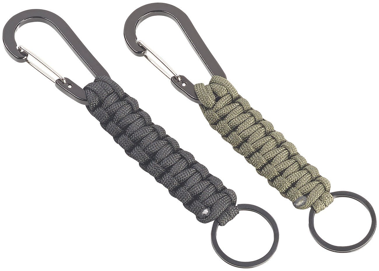 Брелок Semptec Urban Survival Technology Paracord, набор 2 шт, с карабином, веревка 1,2 м, черный/оливковый, фото №4