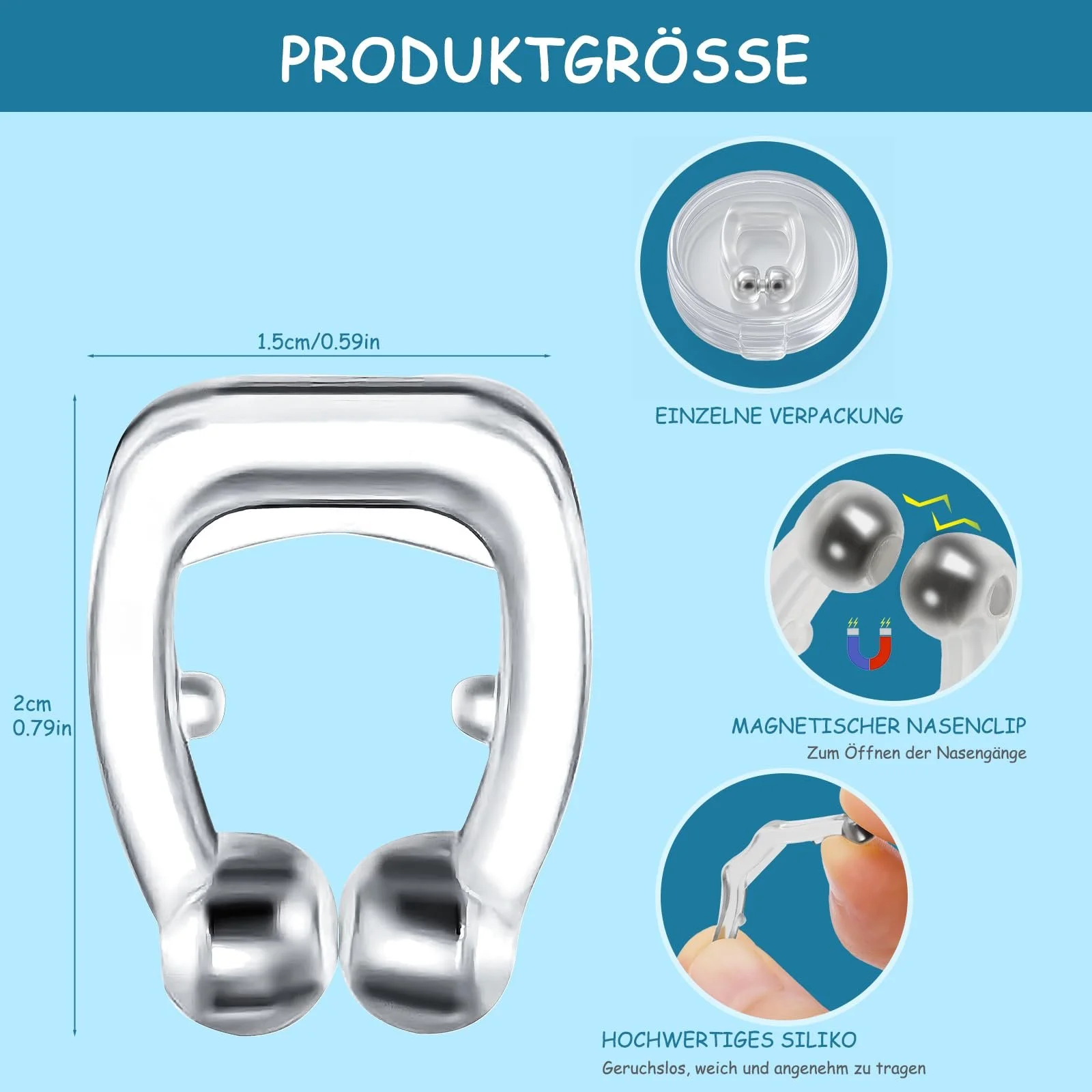 Клипса против храпа Многократная для улучшения сна и облегчения дыхания, фото №3