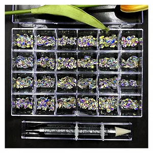 Стразы для ногтей Glaskristall AB/красные, 400-480 шт. - Фото 1