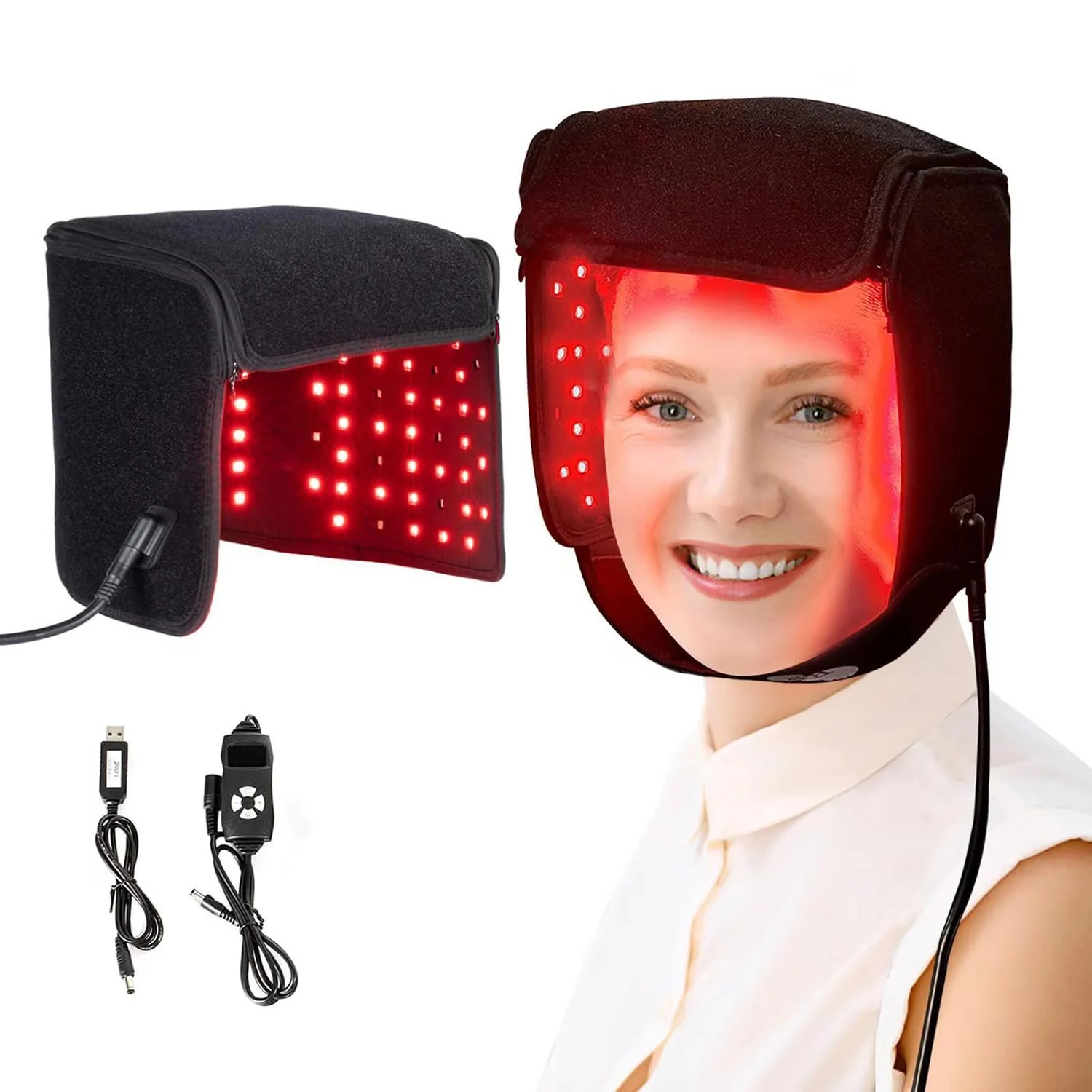 Шапка для світлової терапії WHOOLEFUN, 215 LED, 660 нм та 850 нм, пристрій для ближньої інфрачервоної терапії, фото №1