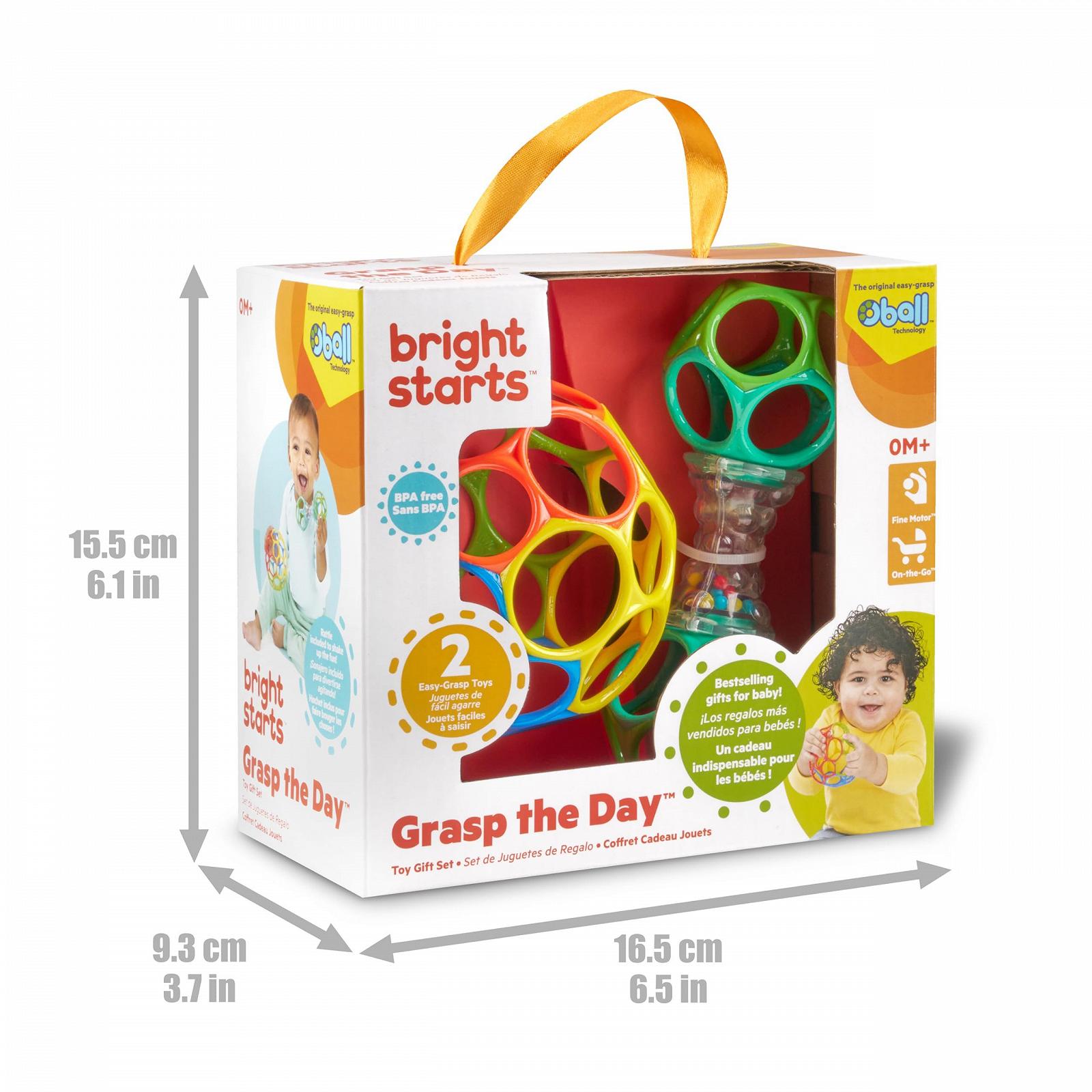 Набор игрушек Bright Starts Easy-Grasp Oball Bundle Gift Set - Grasp the Day, мяч и погремушка, 2 шт., без BPA, унисекс, для новорожденных+, фото №2 Набор игрушек Bright Starts Easy-Grasp Oball Bundle Gift Set - Grasp the Day, мяч и погремушка, 2 шт., без BPA, унисекс, для новорожденных+, фото №2