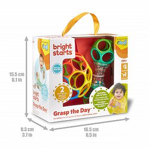 Набор игрушек Bright Starts Easy-Grasp Oball Bundle Gift Set - Grasp the Day, мяч и погремушка, 2 шт., без BPA, унисекс, для новорожденных+ synthetic.ua - Фото 1