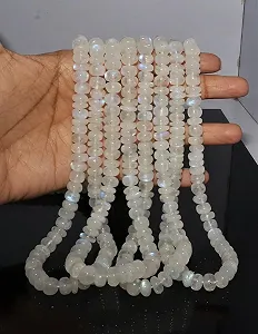 Бусины Лунный Камень Радужный Белый Бусины-рондели гладкие 8-8.5 мм - Фото 1