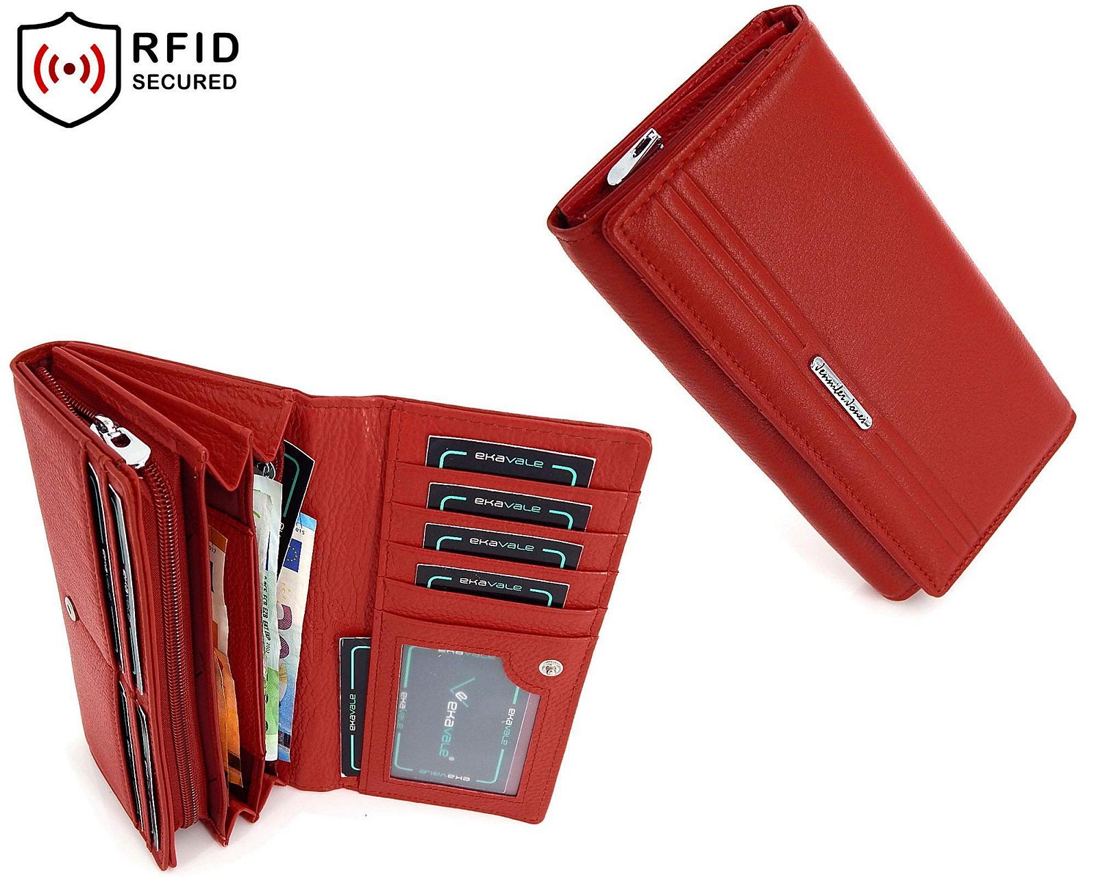 Кошелек Женский кожаный ekavale с RFID защитой Длинный кошелек, красный, Классический, фото №6