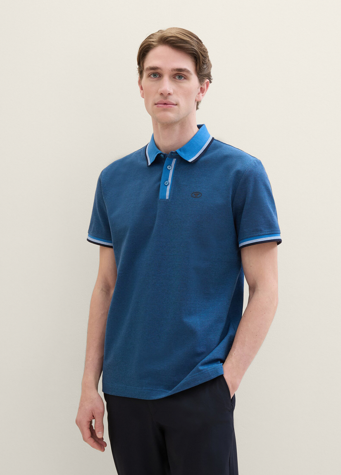 Поло POLO WITH DETAILED COLLAR 1040822ХХ22843 Tom Tailor Синій M, фото №1