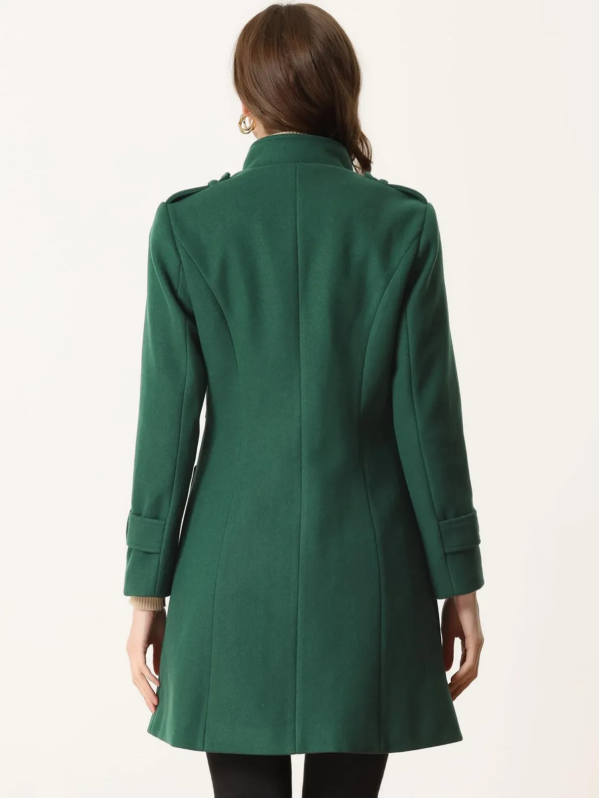 Пальто Allegra K Стойка воротник Однобортное Винтаж Зимняя Верхняя одежда, фото №3