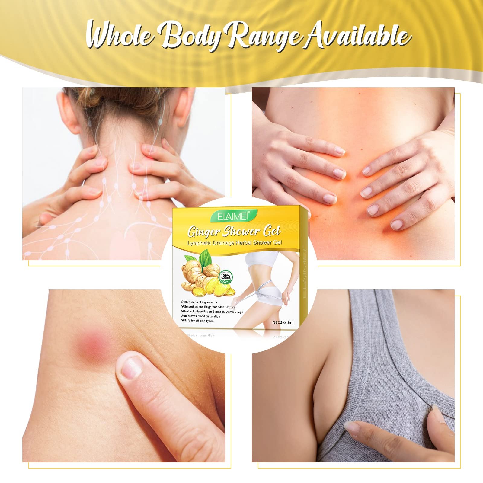 Травяной гель для душа для лимфодренажа Ginger Organic 3 х 30 мл, фото №3