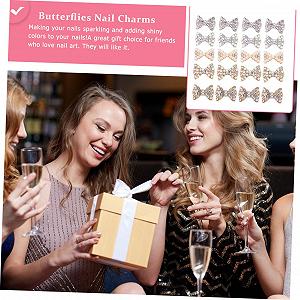 Украшение для ногтей FRCOLOR Набор 50 шт. Бриллианты Металлическая отделка Шармы для ногтей Металлические украшения и наклейки для ногтей Бабочка Бантик Подвеска для ногтей Металлические заклепки для ногтей 3D Жемчужный шарм synthetic.ua - Фото 1