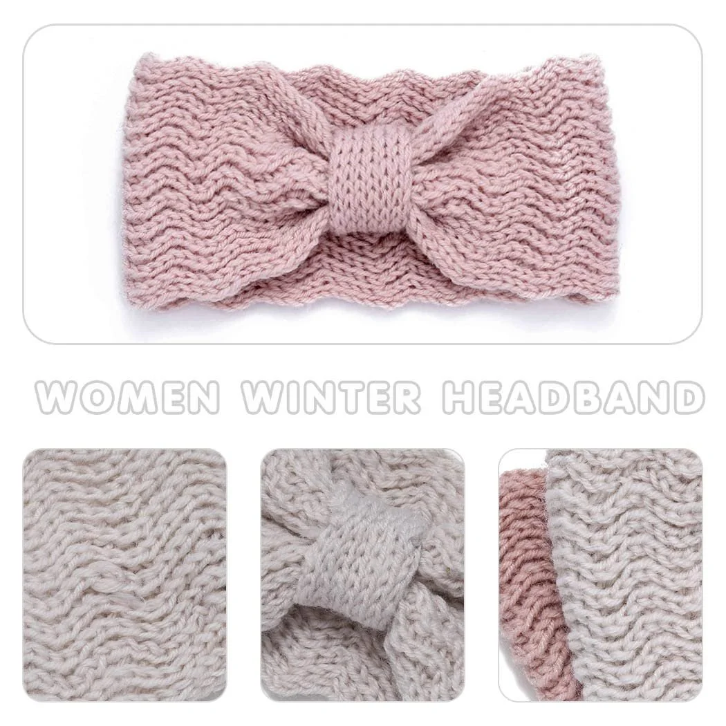 Пов'язка на голову В'язана зимова з бантом, фото №3 Пов'язка на голову В'язана зимова з бантом, фото №3