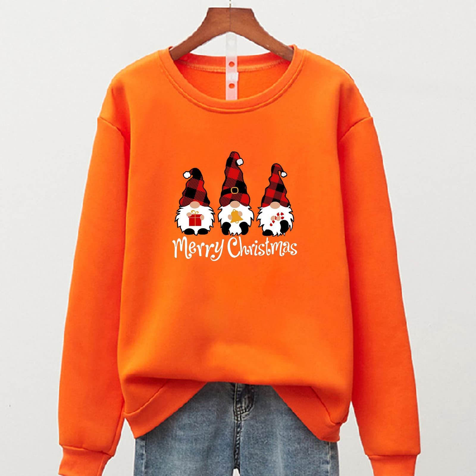 Жіноча Різдвяна Толстовка з круглим вирізом і довгим рукавом з принтом, фото №4 Жіноча Різдвяна Толстовка з круглим вирізом і довгим рукавом з принтом, фото №4